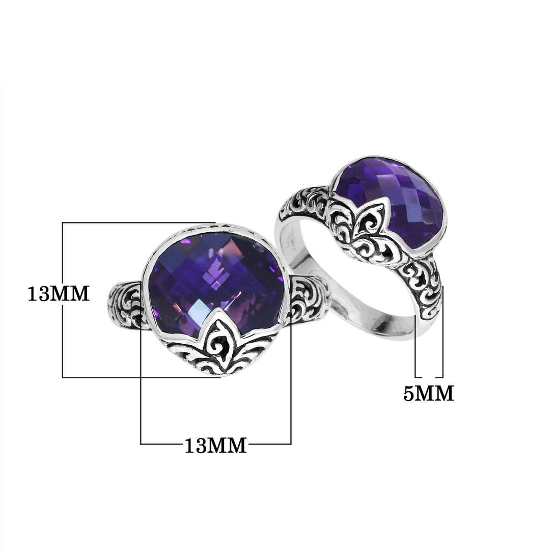 AR-6180-AM-6'' Sterling Silver Pears Shape Ring With Amethyst Q. Jewelry Bali Designs Inc 
