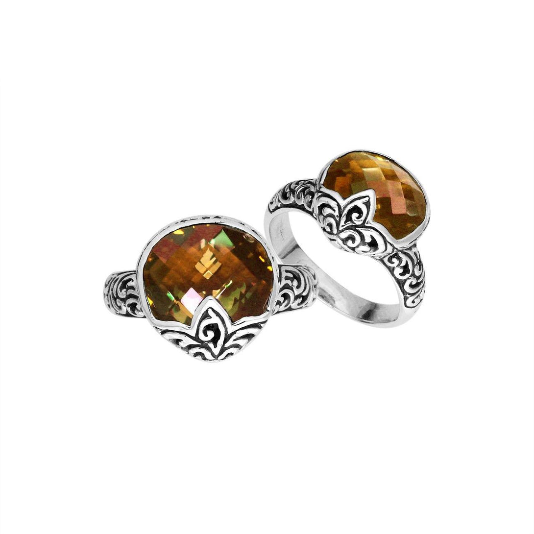 AR-6180-CT-6'' Sterling Silver Prars Shape Ring With Citrine Q. Jewelry Bali Designs Inc 