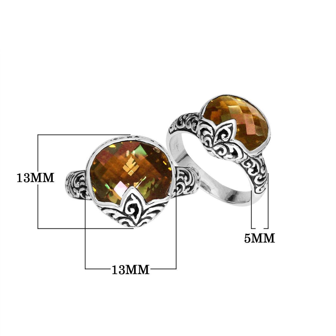 AR-6180-CT-7'' Sterling Silver Prars Shape Ring With Citrine Q. Jewelry Bali Designs Inc 