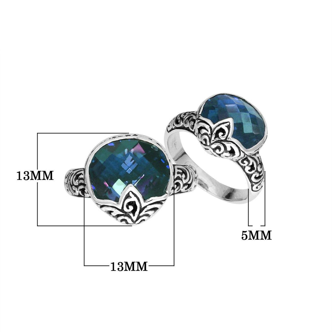AR-6180-LBT-7" Sterling Silver Pears Shape Ring With London Blue Topaz Q. Jewelry Bali Designs Inc 