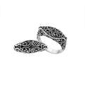 Sterling Silver oval ring with oxidized Balinese scroll engraving