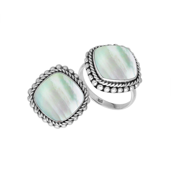 AR-6203-MOP-8'' Sterling Silver Ring With Mother Of Pearl Jewelry Bali Designs Inc 