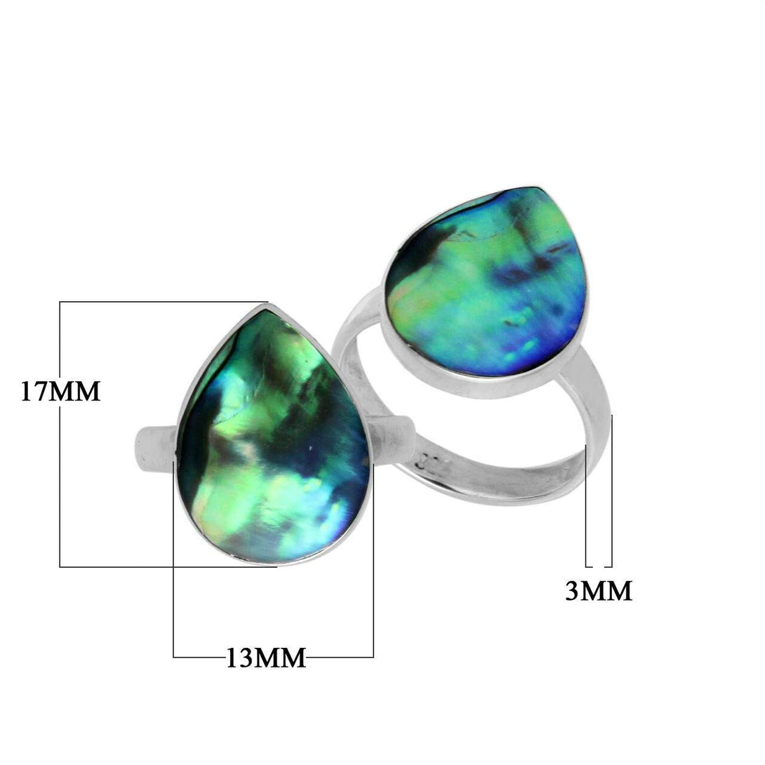 AR-6209-AB-6'' Sterling Silver Pear Shape Ring With Abalone Shell Jewelry Bali Designs Inc 