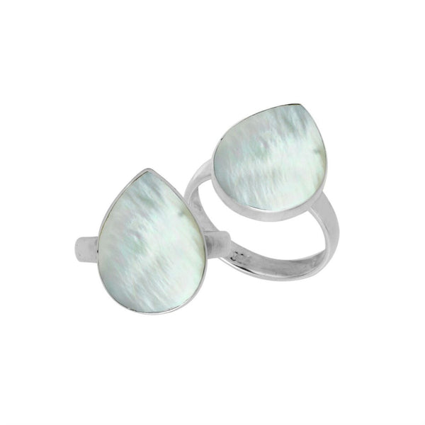 AR-6209-MOP-6'' Sterling Silver Pear Shape Ring With Mother Of Pearl Jewelry Bali Designs Inc 