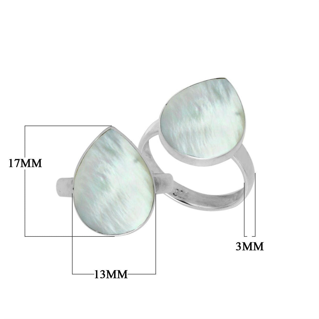AR-6209-MOP-7'' Sterling Silver Pear Shape Ring With Mother Of Pearl Jewelry Bali Designs Inc 
