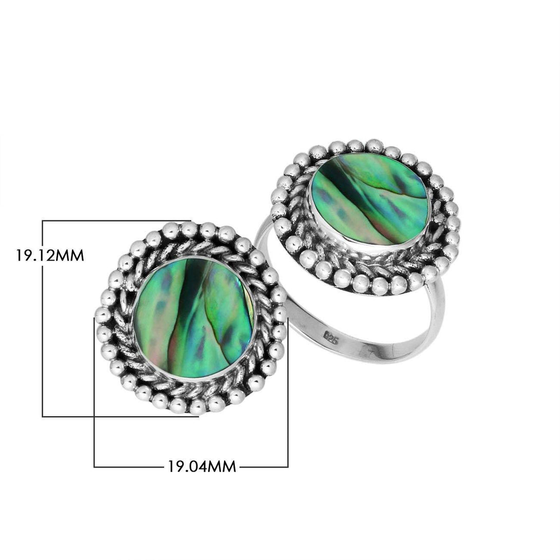 AR-6211-AB-6'' Sterling Silver Round Shape Ring With Abalone Shell Jewelry Bali Designs Inc 