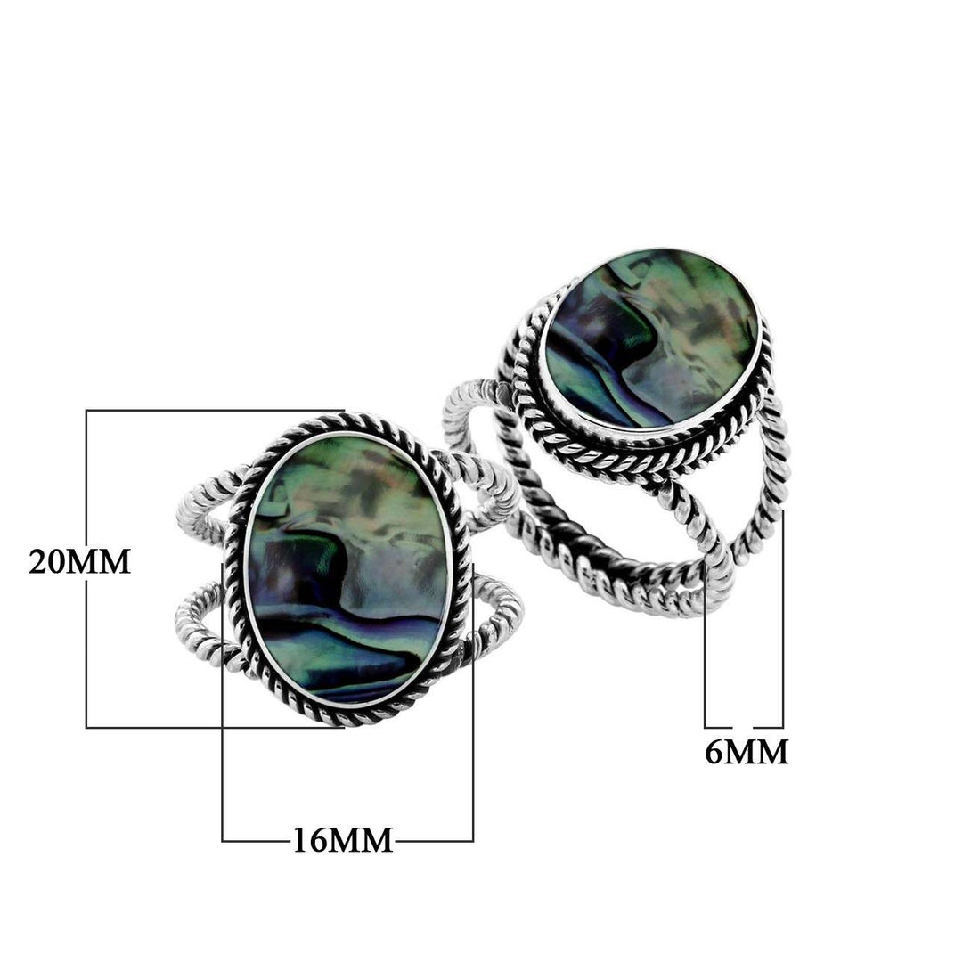 AR-6212-AB-6" Sterling Silver Oval Shape Ring With Abalone Shell Jewelry Bali Designs Inc 