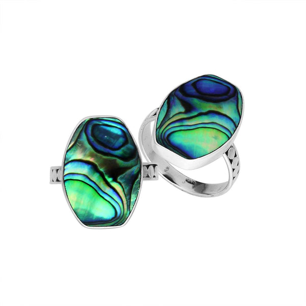 AR-6214-AB-7'' Sterling Silver Ring With Abalone Shell Jewelry Bali Designs Inc 