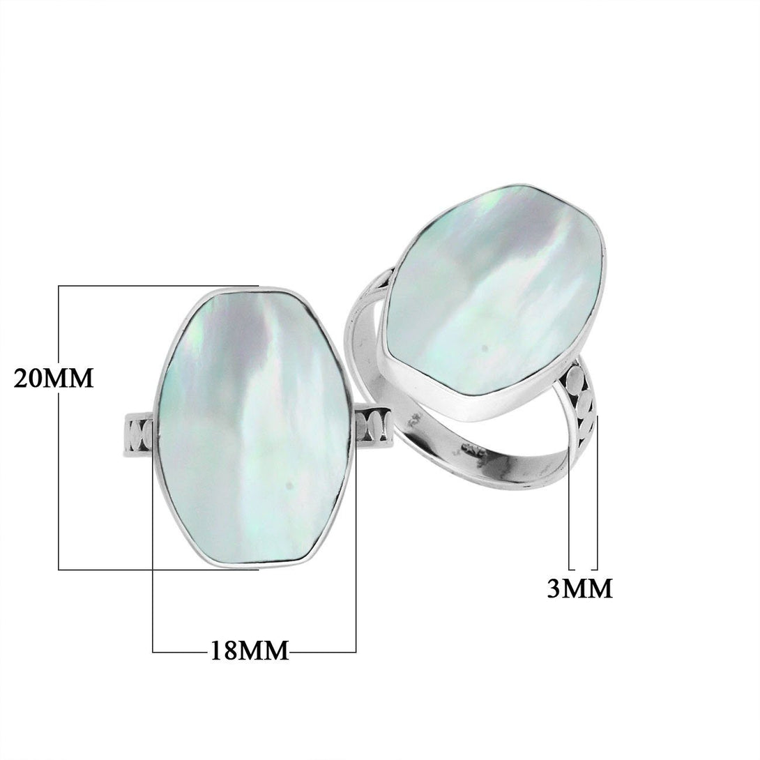 AR-6214-MOP-6'' Sterling Silver Ring With Mother Of Pearl Jewelry Bali Designs Inc 