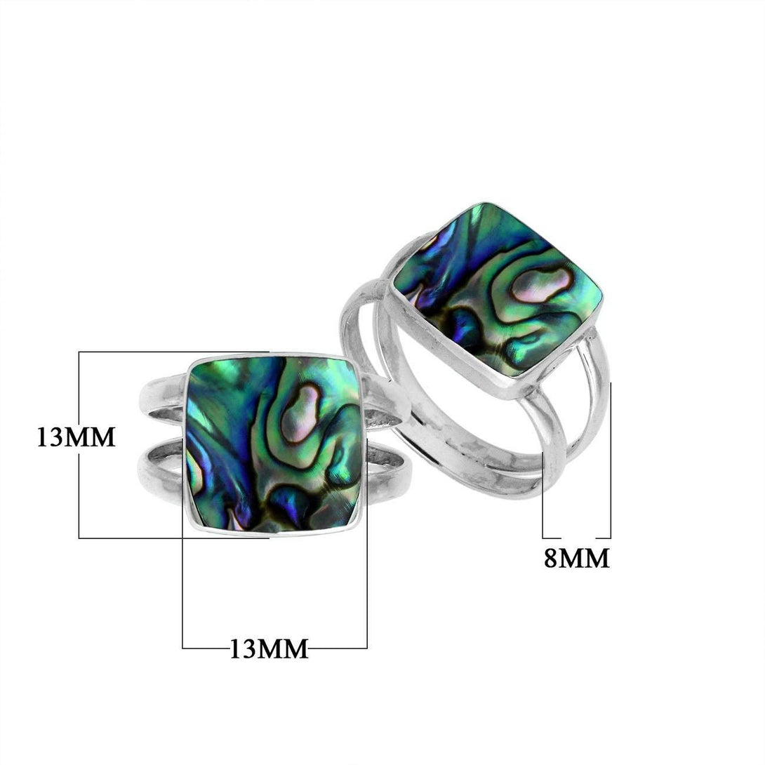 AR-6222-AB-7'' Sterling Silver Square Shape Ring With Abalone Shell Jewelry Bali Designs Inc 