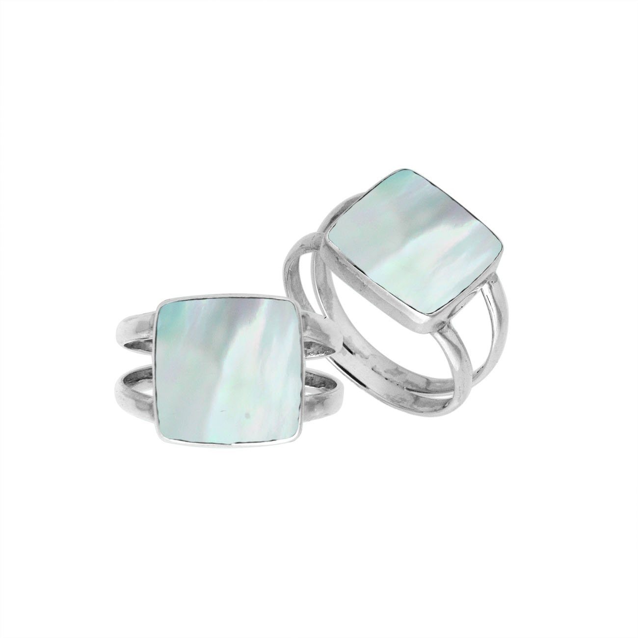 Sterling Silver Square Mother of Pearl Ring - Sita Handcrafted Jewelery