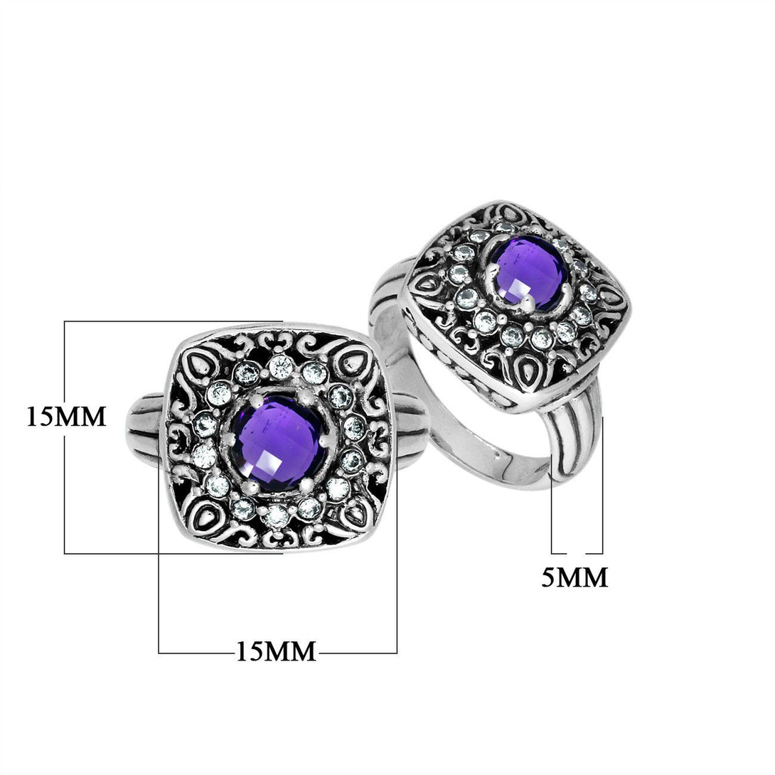 AR-6224-AM-6" Sterling Silver Ring With Amethyst Q. Jewelry Bali Designs Inc 