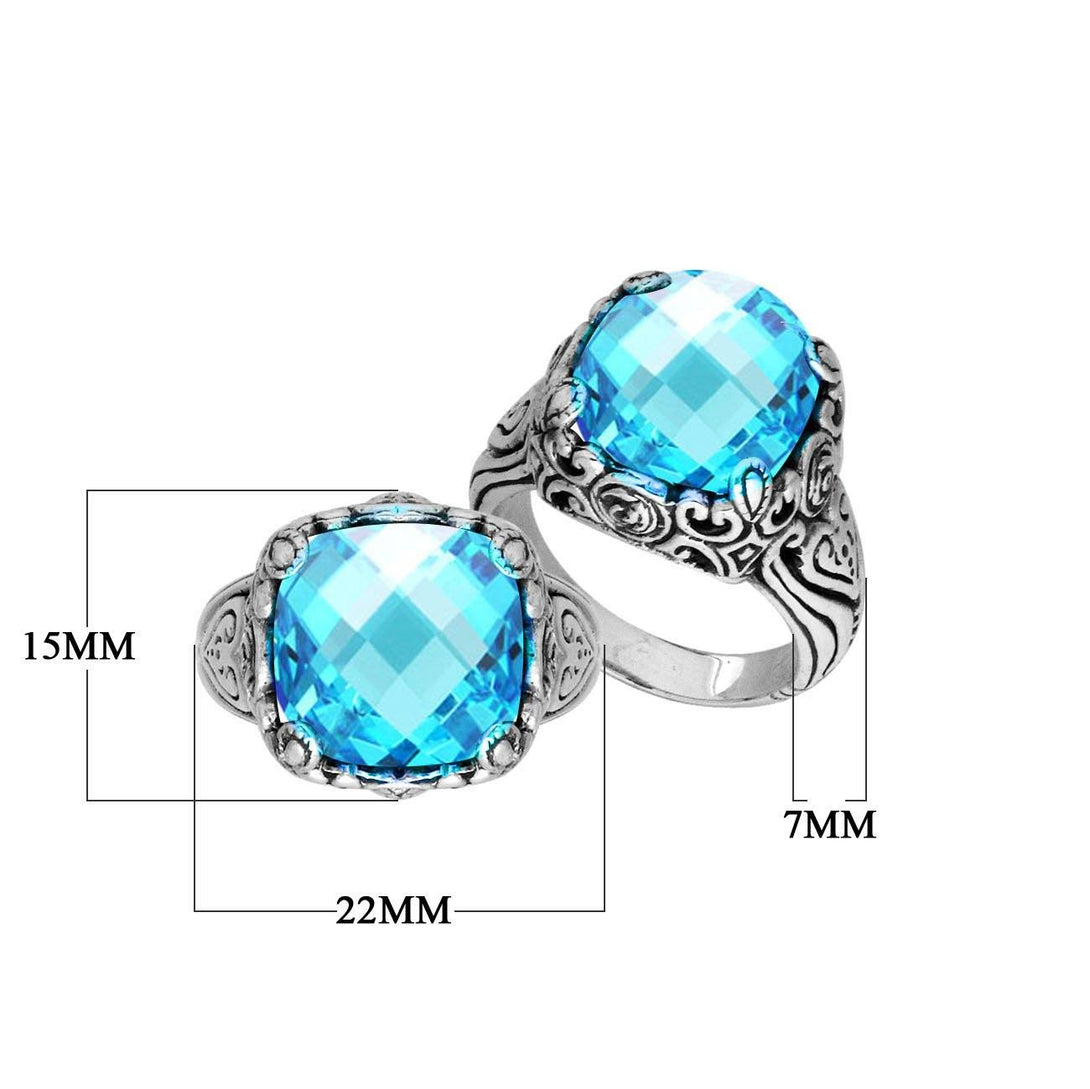 AR-6227-BT-6" Sterling Silver Ring With Blue Topaz Q. Jewelry Bali Designs Inc 