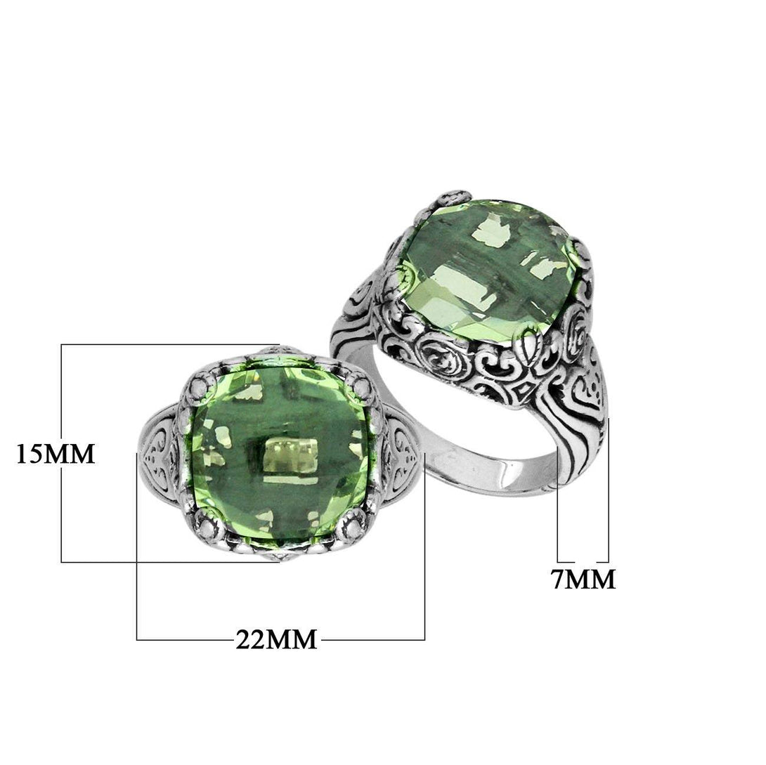 AR-6227-GAM-6" Sterling Silver Ring With Green Amethyst Q. Jewelry Bali Designs Inc 