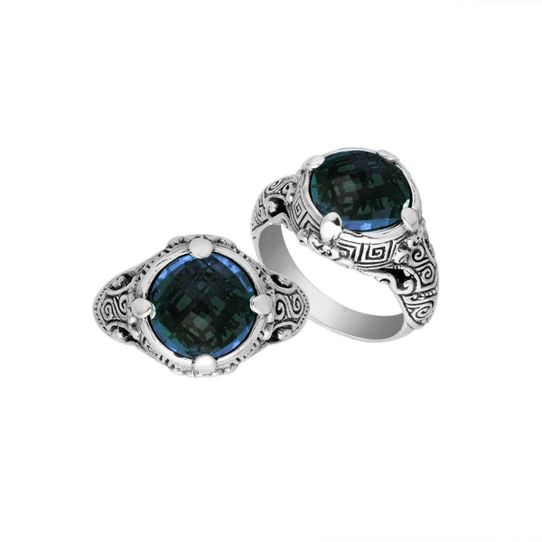 AR-6232-LBT-10" Sterling Silver Ring With London Blue Topaz Q. Jewelry Bali Designs Inc 