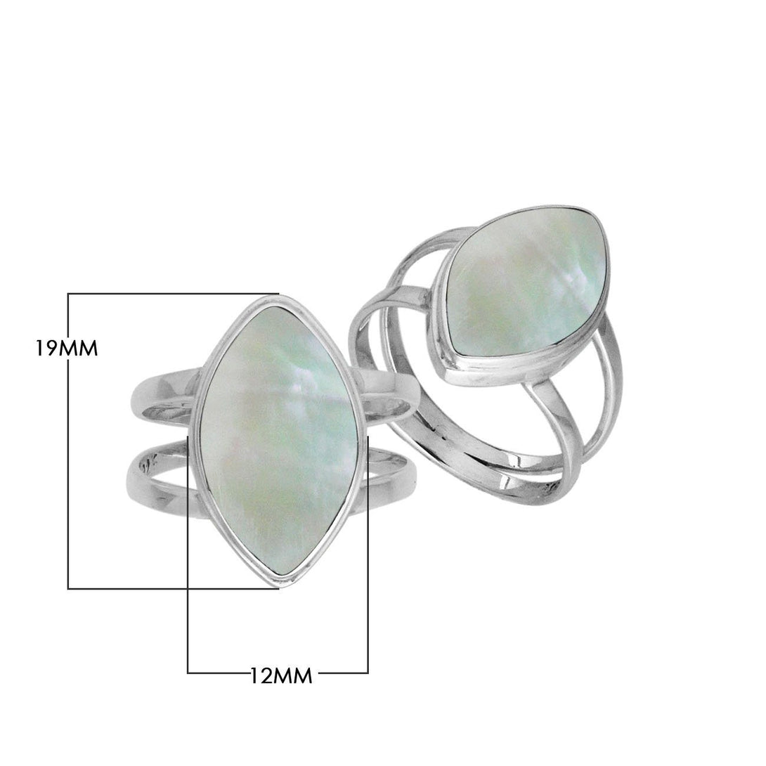 AR-6236-MOP-6" Sterling Silver Marquise Shape Ring With Mother Of Pearl Jewelry Bali Designs Inc 