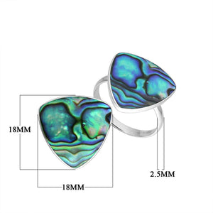 Sterling Silver Triangle Shape Statement Ring With Abalone Shell In Modern Balinese Design