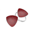 Sterling Silver Triangle Shape Statement Ring With Red Coral In Modern Balinese Design