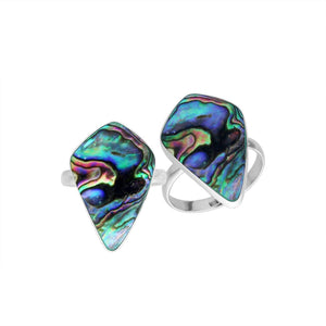 Sterling Silver Long Abstract Designer Statement Ring With Abalone Shell For Wholesale