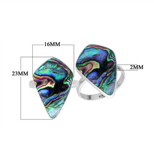 Sterling Silver Long Abstract Designer Statement Ring With Abalone Shell For Wholesale