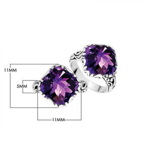 Sterling Silver Cushion Shape Designer Statement Ring With Amethyst Quartz For Wholesale