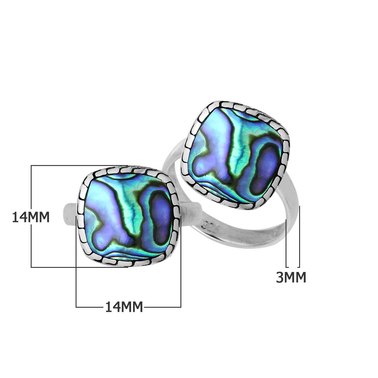 Sterling Silver Cushion Shape Designer Statement Ring With Abalone Shell For Wholesale