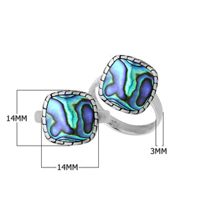 Sterling Silver Cushion Shape Designer Statement Ring With Abalone Shell For Wholesale