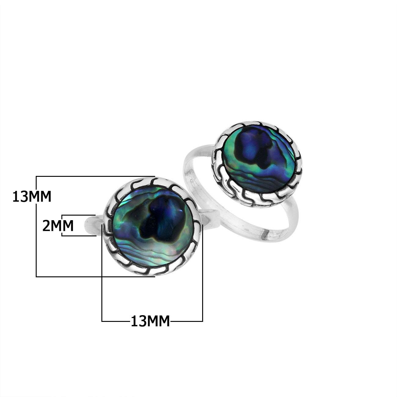 Sterling Silver Round Shape Designer Statement Ring With Abalone Shell For Wholesale