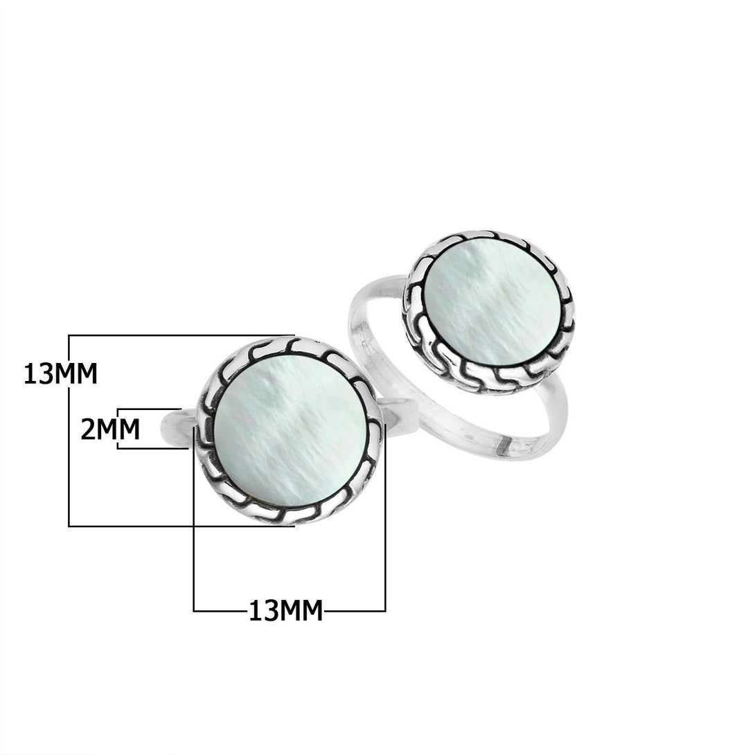 AR-6258-MOP-6'' Sterling Silver Ring With Mother Of Pearl Jewelry Bali Designs Inc 