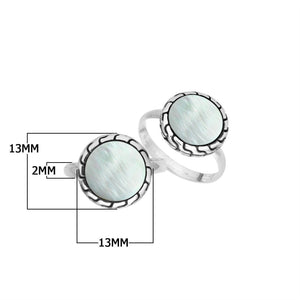 Sterling Silver Round Shape Designer Statement Ring With Mother Of Pearl For Wholesale