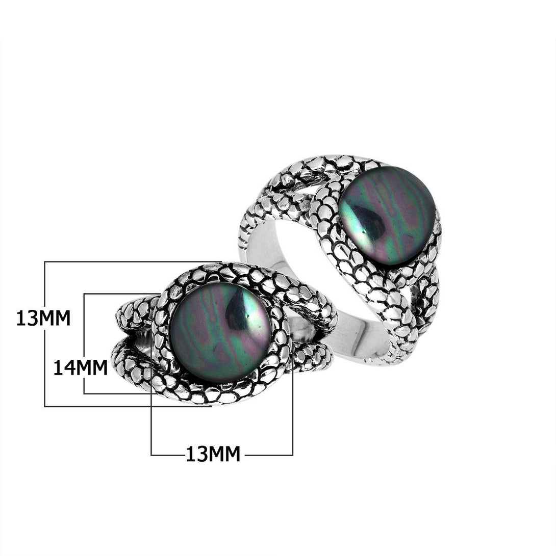 AR-6262-PEG-7" Sterling Silver Round Shape Ring With Gray Pearl Jewelry Bali Designs Inc 