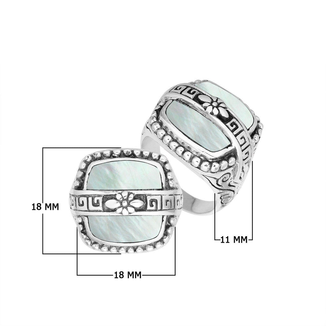 AR-6263-MOP-8" Sterling Silver Ring With Mother Of Pearl Jewelry Bali Designs Inc 