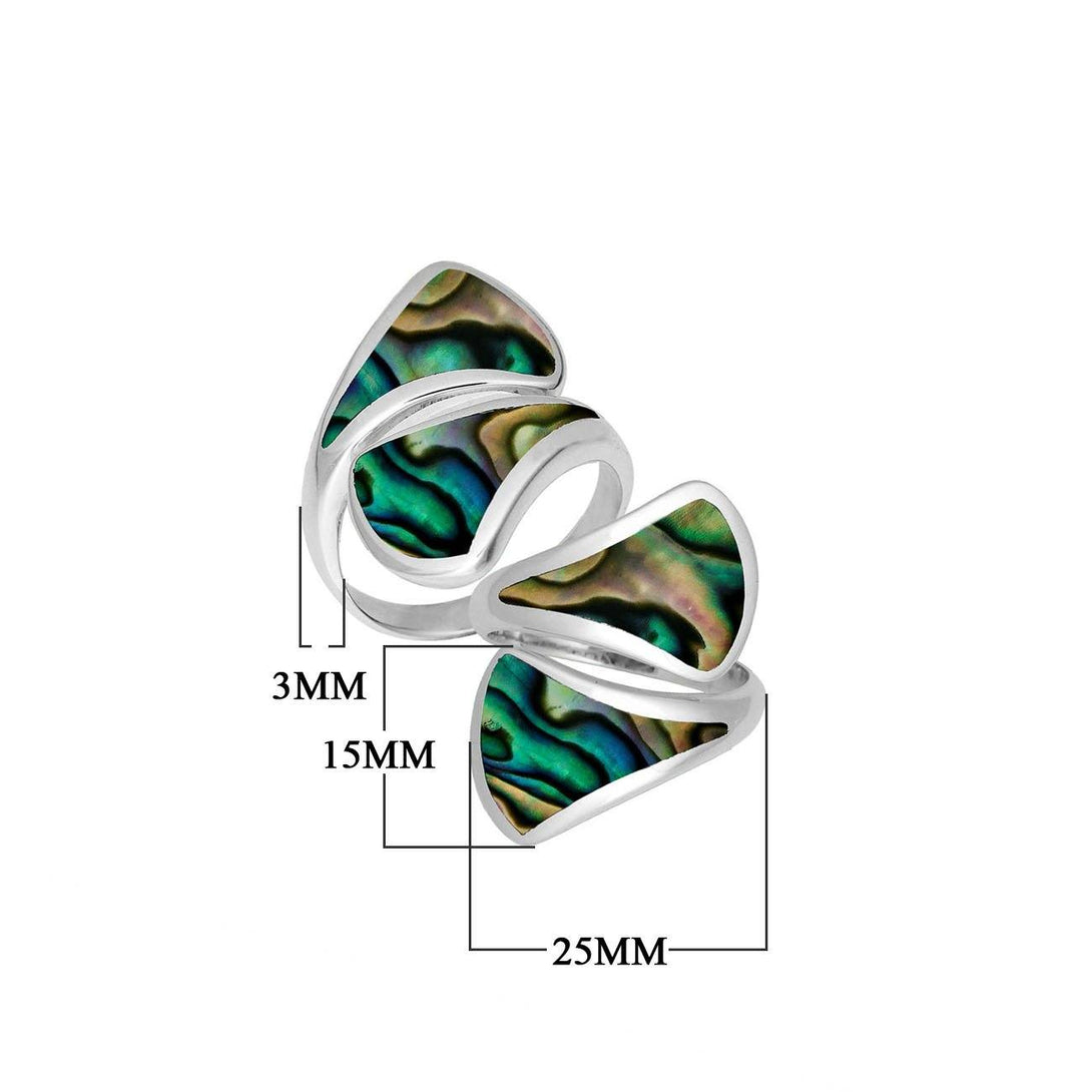 Sterling Silver Modern Open Shape Statement Ring With Abalone Shell