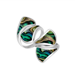 Sterling Silver Modern Open Shape Statement Ring With Abalone Shell