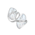 Sterling Silver Modern Open Shape Statement Ring With Mother Of Pearl