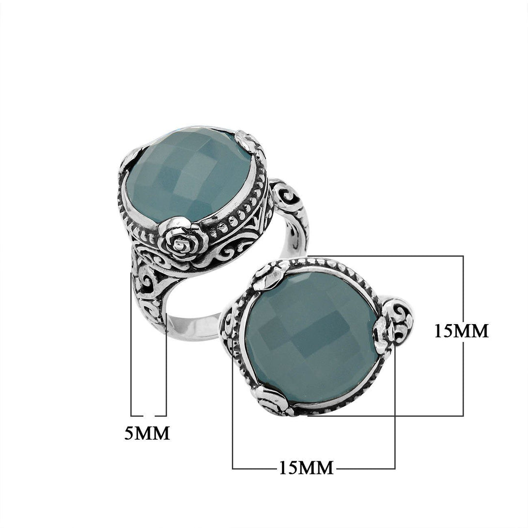 AR-6278-CH.B-6" Sterling Silver Ring With Blue Chalcedony Q. Jewelry Bali Designs Inc 