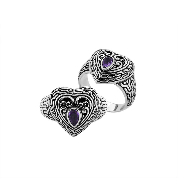 AR-6279-AM-9" Sterling Silver Ring With Amethyst Jewelry Bali Designs Inc 