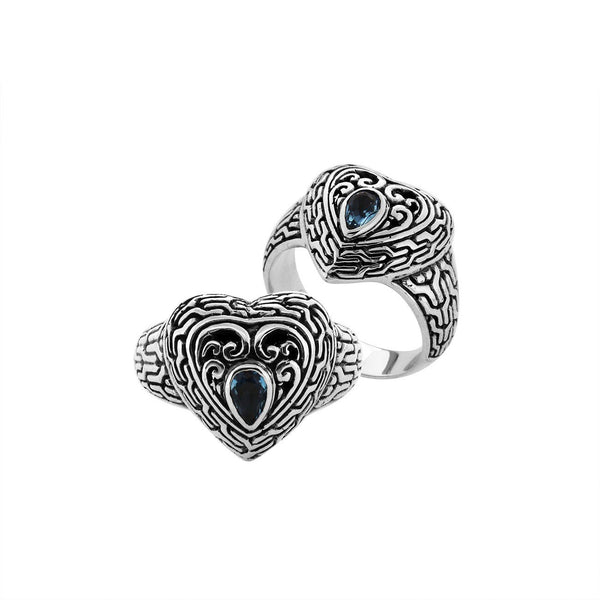 AR-6279-BT-7" Sterling Silver Ring With Blue Topaz Jewelry Bali Designs Inc 