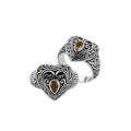 Sterling Silver Heart Shape Balinese Vintage Statement Ring With Citrine Quartz