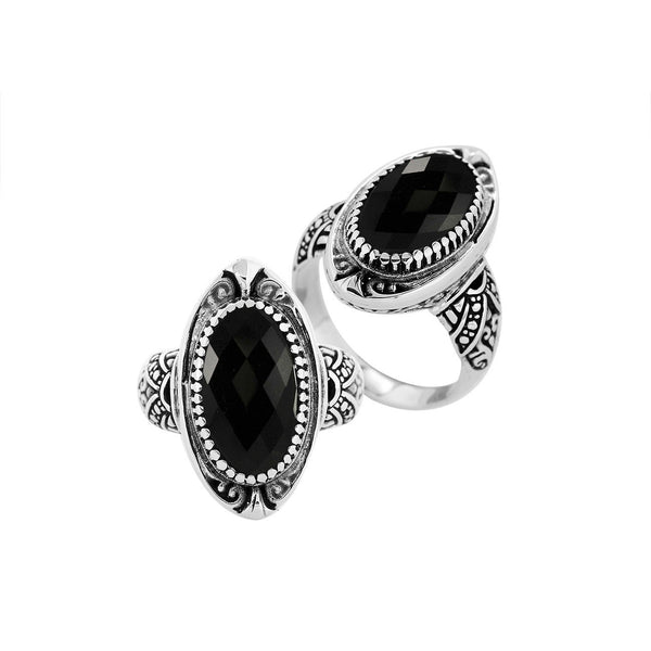 AR-6285-OX-7" Sterling Silver Ring With Black Onyx Jewelry Bali Designs Inc 