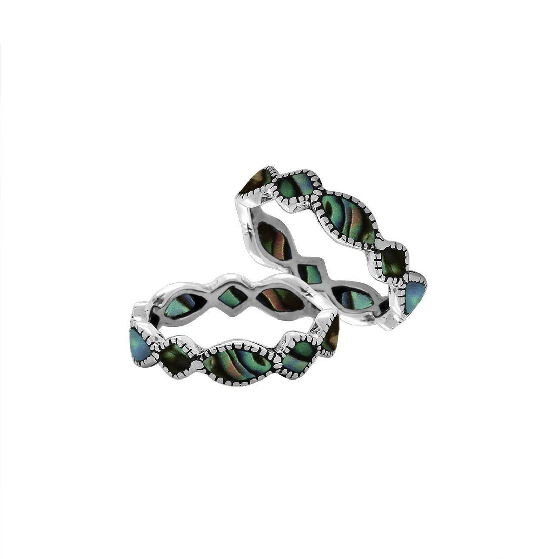 Sterling silver wave pattern ring with Abalone Shell inlay and Balinese design