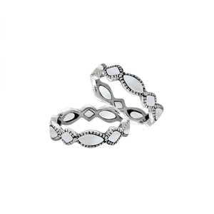 Sterling silver wave pattern ring with Mother Of Pearl inlay and Balinese detailing