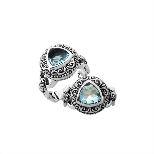 AR-6290-BT-8" Sterling Silver Ring With Blue Topaz Q. Jewelry Bali Designs Inc 
