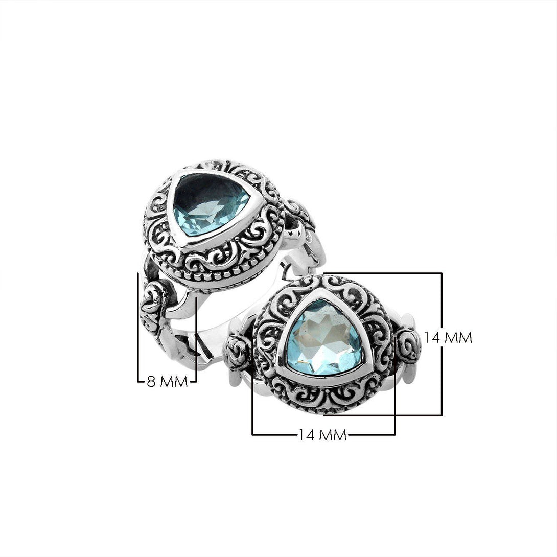 AR-6290-BT-9" Sterling Silver Ring With Blue Topaz Q. Jewelry Bali Designs Inc 