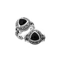 Sterling silver Balinese design ring with a triangle shape Black Onyx stone