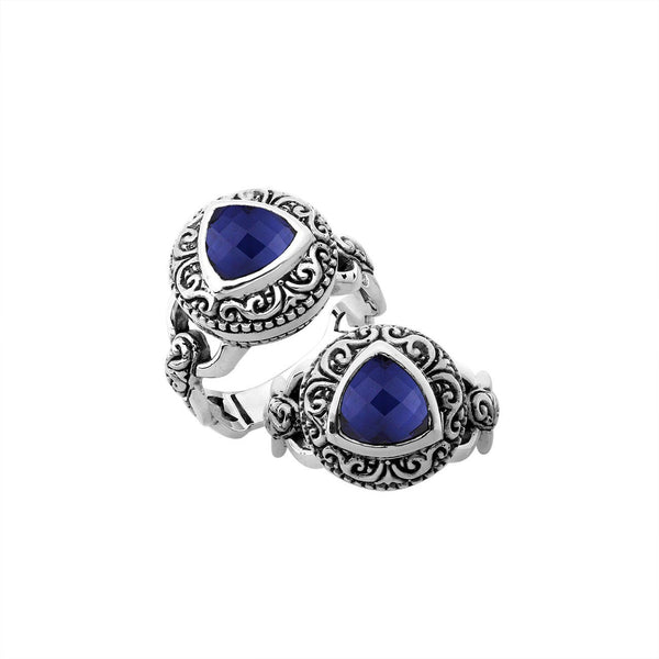 AR-6290-SP-6" Sterling Silver Ring With Sapphire Jewelry Bali Designs Inc 
