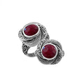 Sterling silver Balinese design ring with round shape Ruby stone