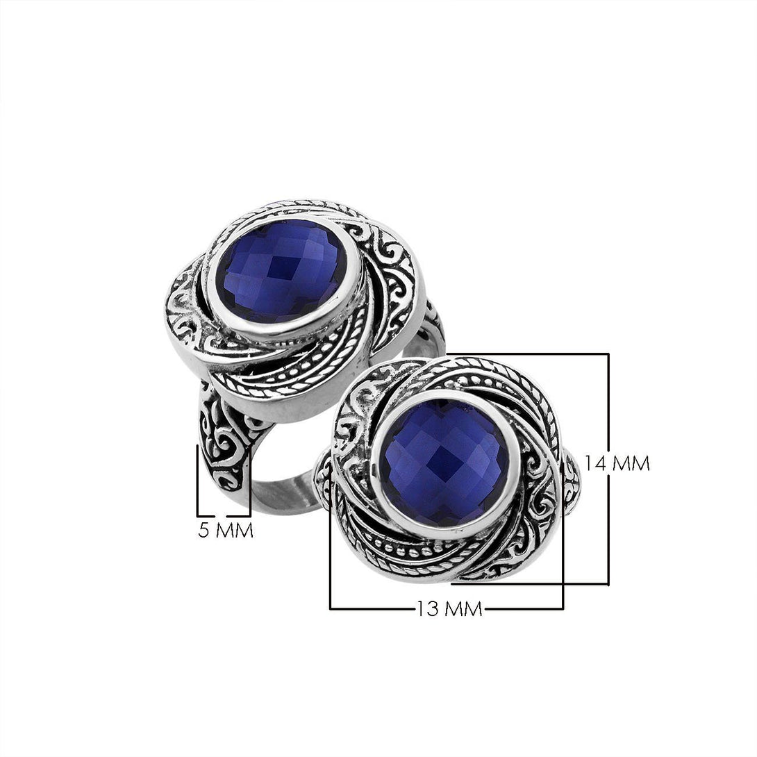 AR-6291-SP-6" Sterling Silver Ring With Sapphire Jewelry Bali Designs Inc 