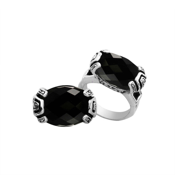 AR-6293-OX-8" Sterling Silver Ring With Black Onyx Jewelry Bali Designs Inc 