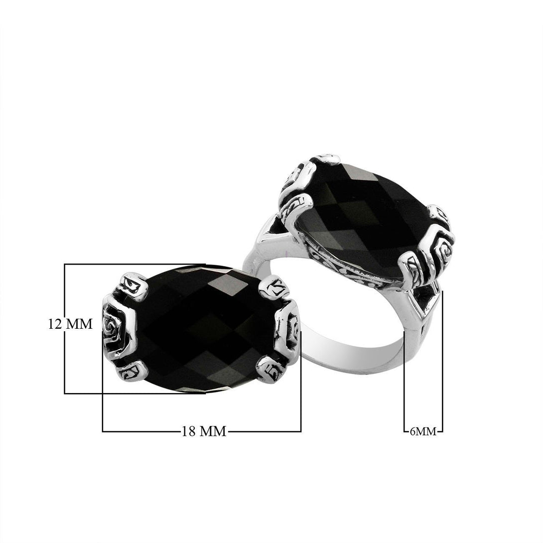 AR-6293-OX-9" Sterling Silver Ring With Black Onyx Jewelry Bali Designs Inc 